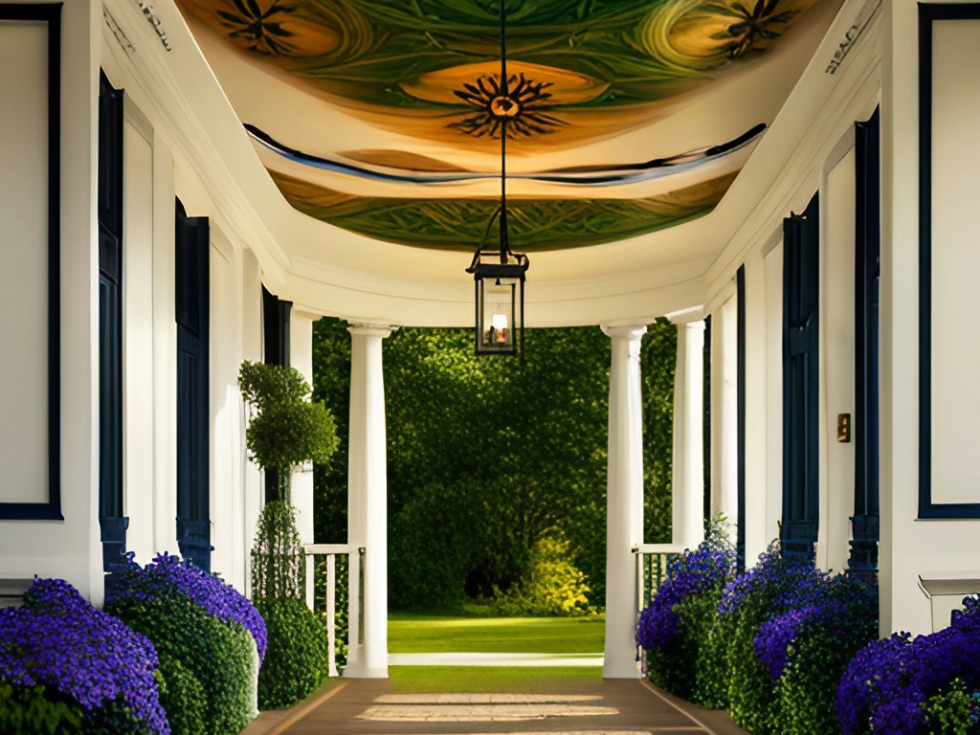 Modern floral POP porch ceiling design - Beautiful Homes